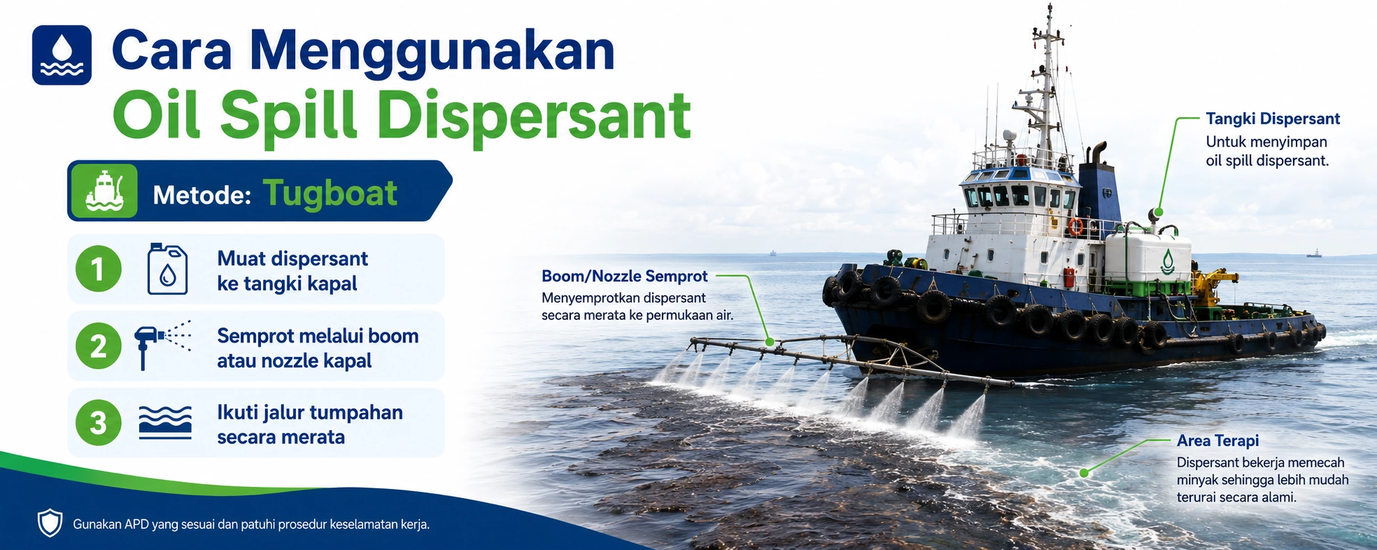 Cara menggunkaan oil dispoersant dengan Tugboat Cara menggunkaan oil dispoersant dengan Tugboat